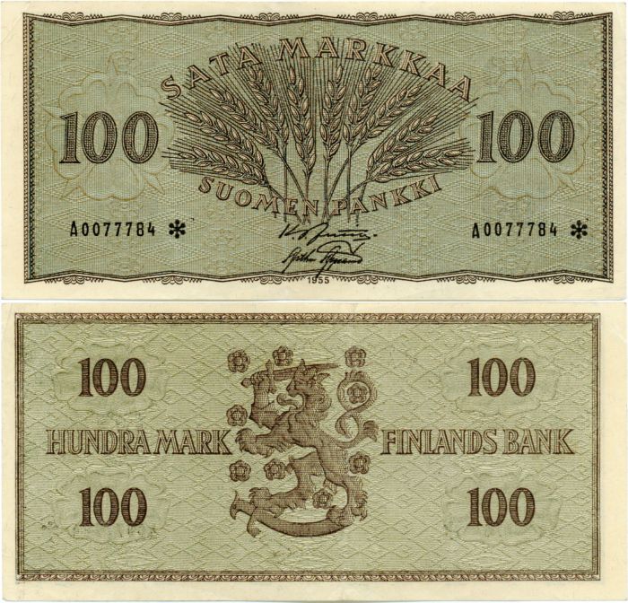100 Markkaa 1955 A0077784* kl.5